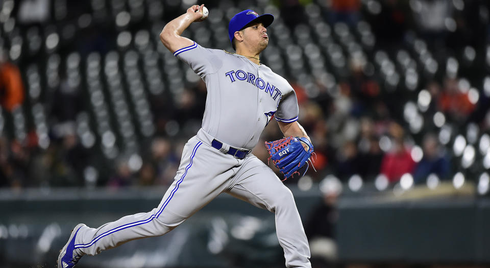 The Toronto Blue Jays don’t come out of the Roberto Osuna deal smelling like roses. (Patrick McDermott/Getty Images)