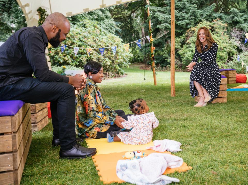 The duchess met three families who had been involved with the creation and piloting of Tiny Happy People (PA)