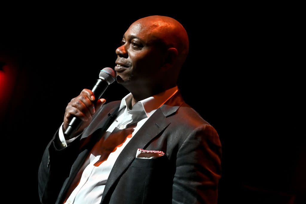 Dave Chappelle performs onstage during the Dave Chappelle theatre dedication ceremony at Duke Ellington School of the Arts on June 20, 2022 in Washington, DC.