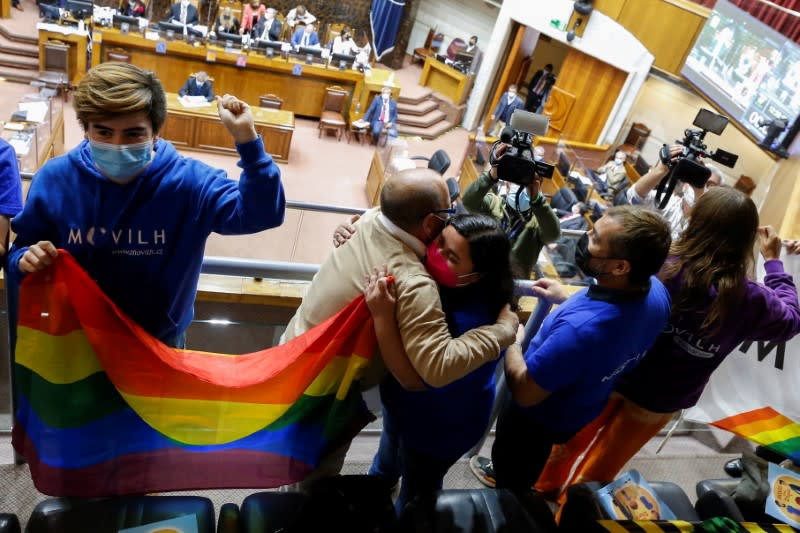 Chile's Senate vote for same-sex marriage bill during a session in Valparaiso