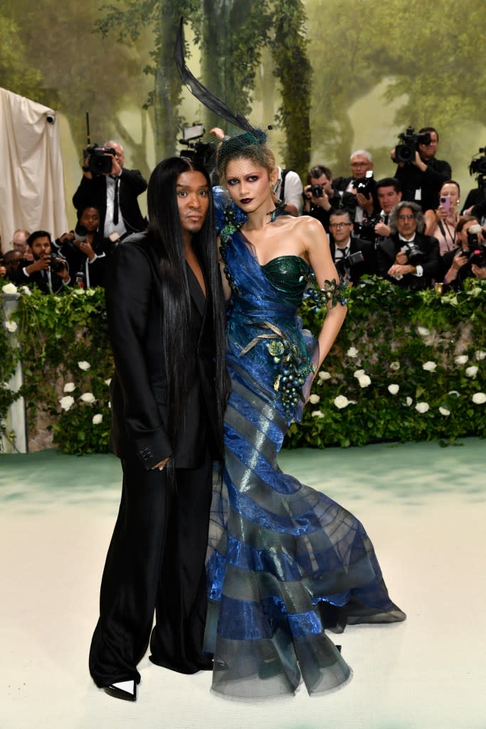 (Left) Law styled both Zendaya (Right) and Patel for the fashion extravaganza. Evan Agostini/Invision/AP