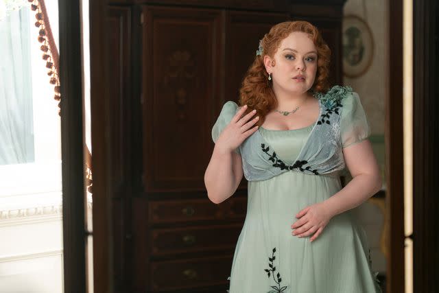 <p>Courtesy of Netflix </p> Nicola Coughlan as Penelope Featherington in Season 3 of 'Bridgerton'.