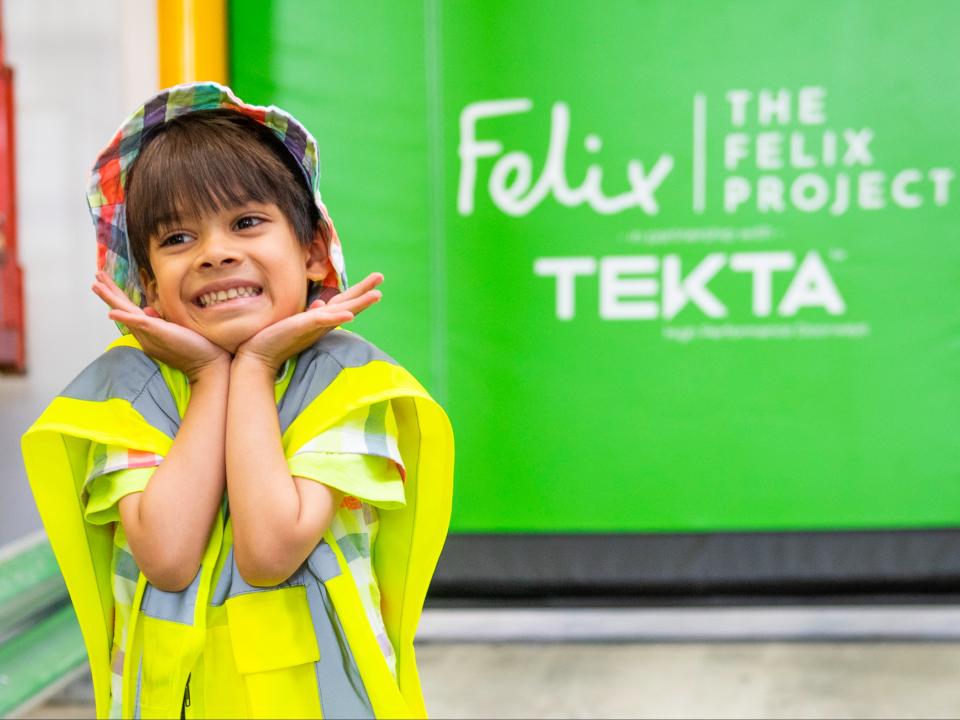 Muhammad Ahyaan, aged four, on his visit to the Felix Project depot (Lucy Young)