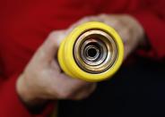 The nozzle of Connie Jones' natural gas home refuelling station which is used to fuel her 2003 natural gas powered Honda Civic from her home in Chandler, Arizona, October 3, 2013. (REUTERS/Ralph D. Freso)