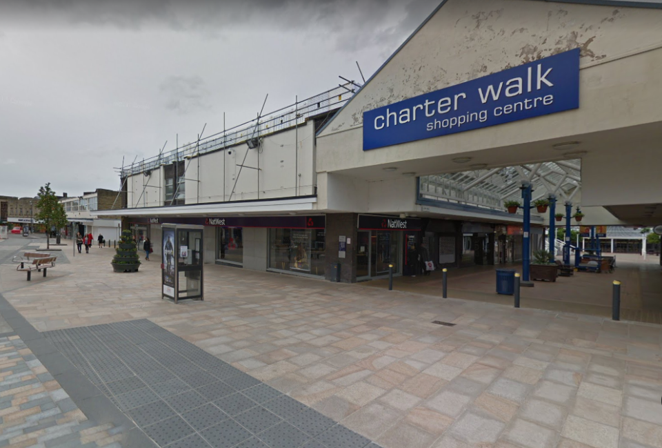 The alleged incident took place near the Charter Walk shopping centre in Burnley (Picture: Google)