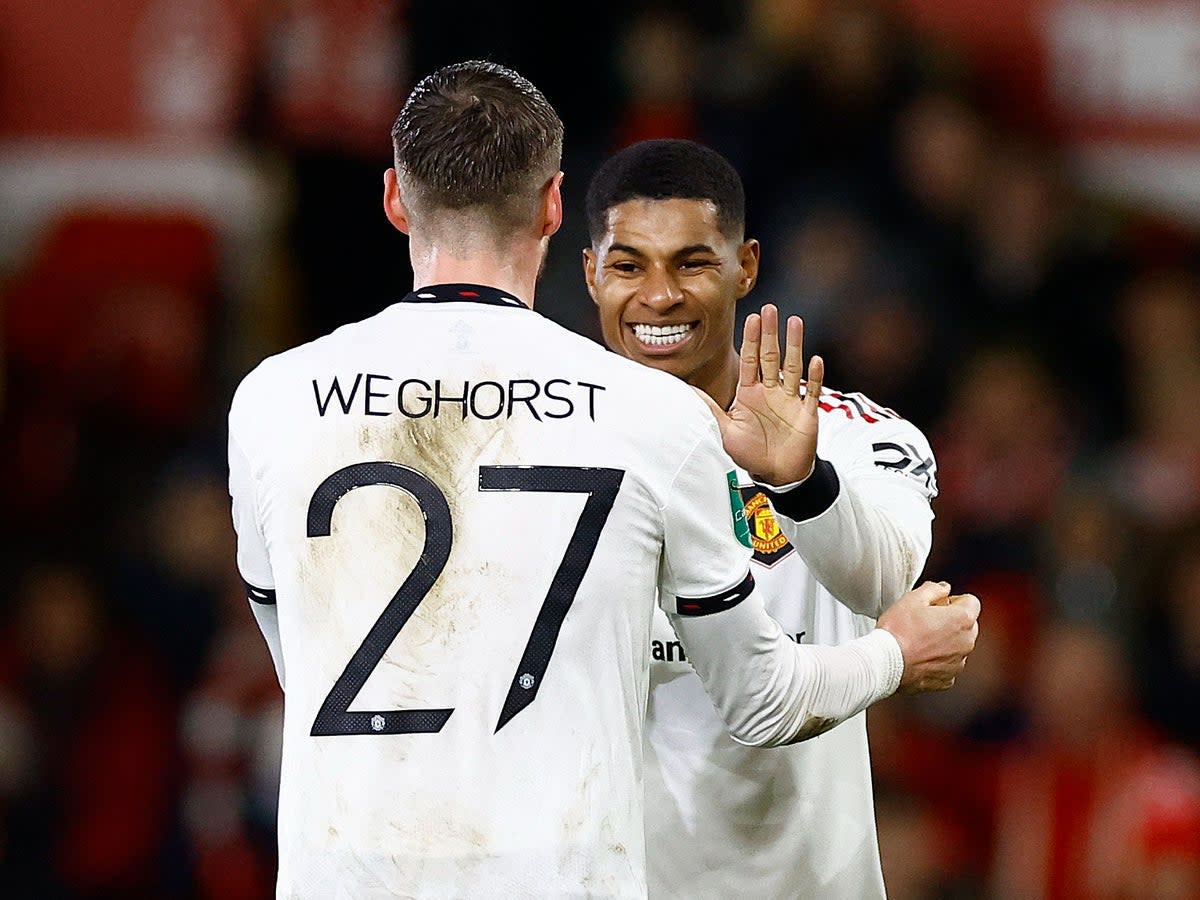 Marcus Rashford and Wout Weghorst scored Man Utd’s goals in the first leg  (Action Images via Reuters)