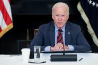 U.S. President Biden addresses a meeting with Latino community leaders at the White House in Washington