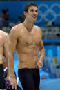 LONDON, ENGLAND - AUGUST 04: Gold medallist Michael Phelps of the United States exits the pool after the United States won the Men's 4x100m medley Relay Final on Day 8 of the London 2012 Olympic Games at the Aquatics Centre on August 4, 2012 in London, England. (Photo by Clive Rose/Getty Images)