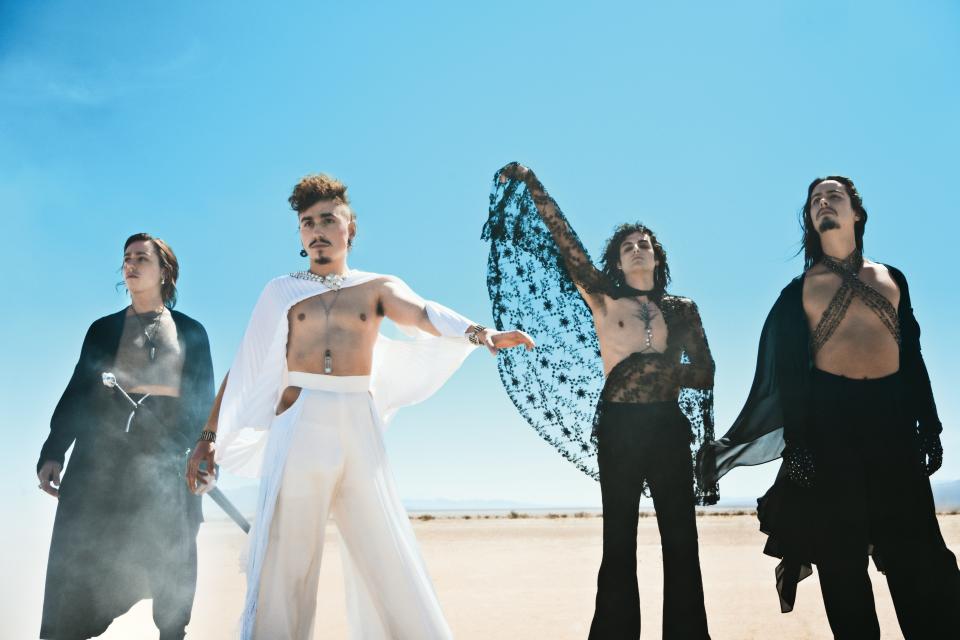 Rock band Greta Van Fleet is pictured in 2023, from left: Jake Kiszka, Josh Kiszka, Danny Wagner and Sam Kiszka.