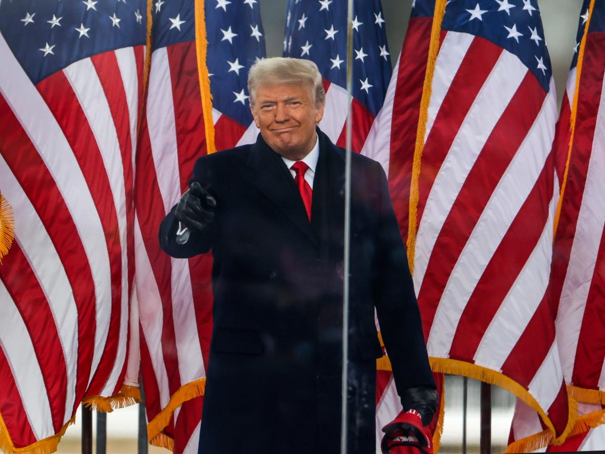 Donald Trump arrives at the “Stop The Steal” Rally on 6 January 2021 in Washington, DC ((Getty Images))