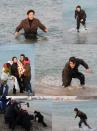 Choi Si Won swims at beach