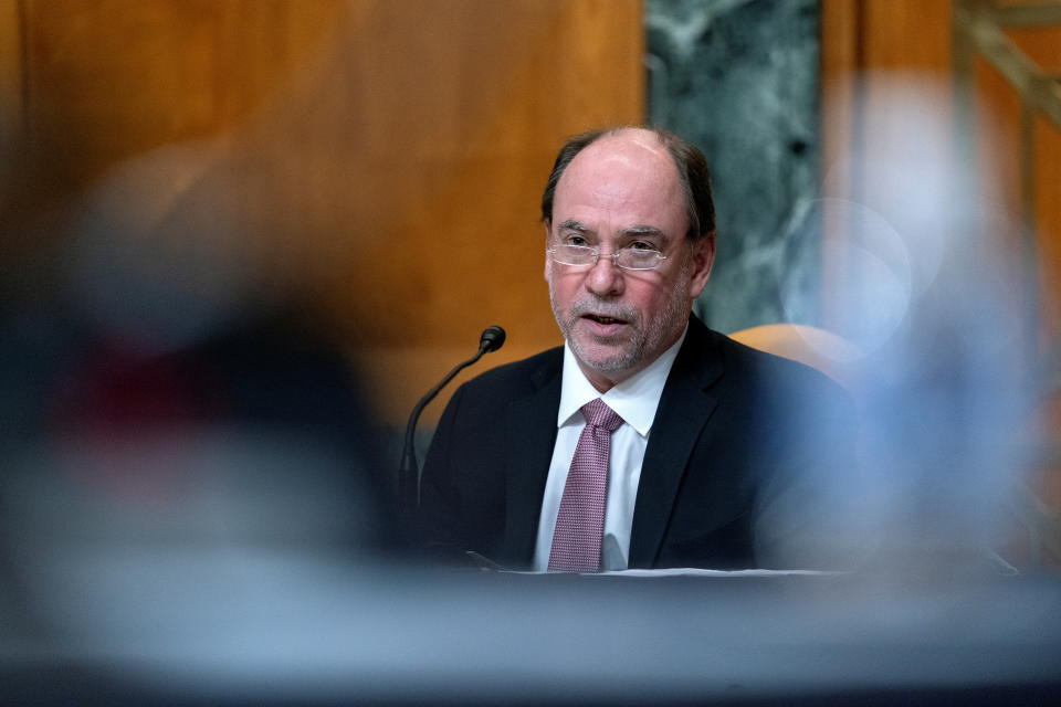 Dr. Douglas Holtz Eakin, President of the American Action Forum, speaks during a U.S. Senate Budget Committee hearing regarding wages at large corporations on Capitol Hill in Washington, U.S. February 25, 2021. Stefani Reynolds/Pool via REUTERS