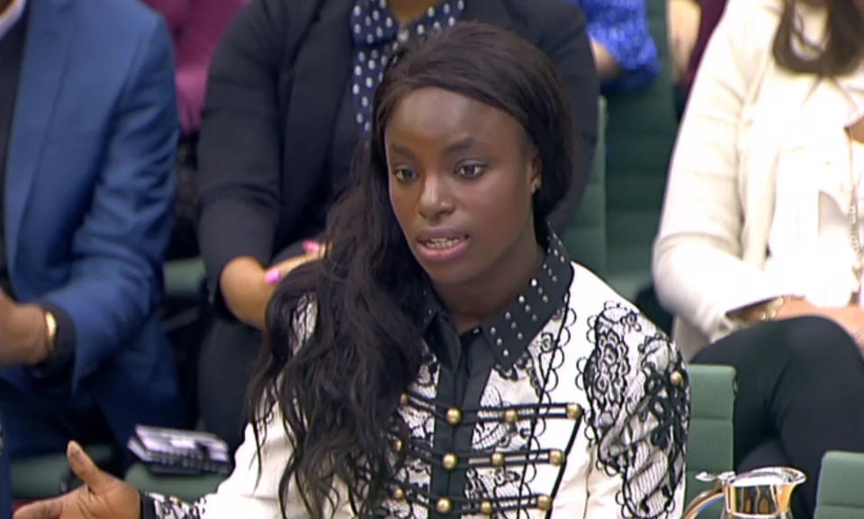 Eni Aluko talking to the DCMS on Wednesday afternoon