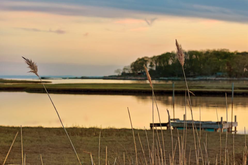 Beautiful sunset over a New England tidal salt marsh