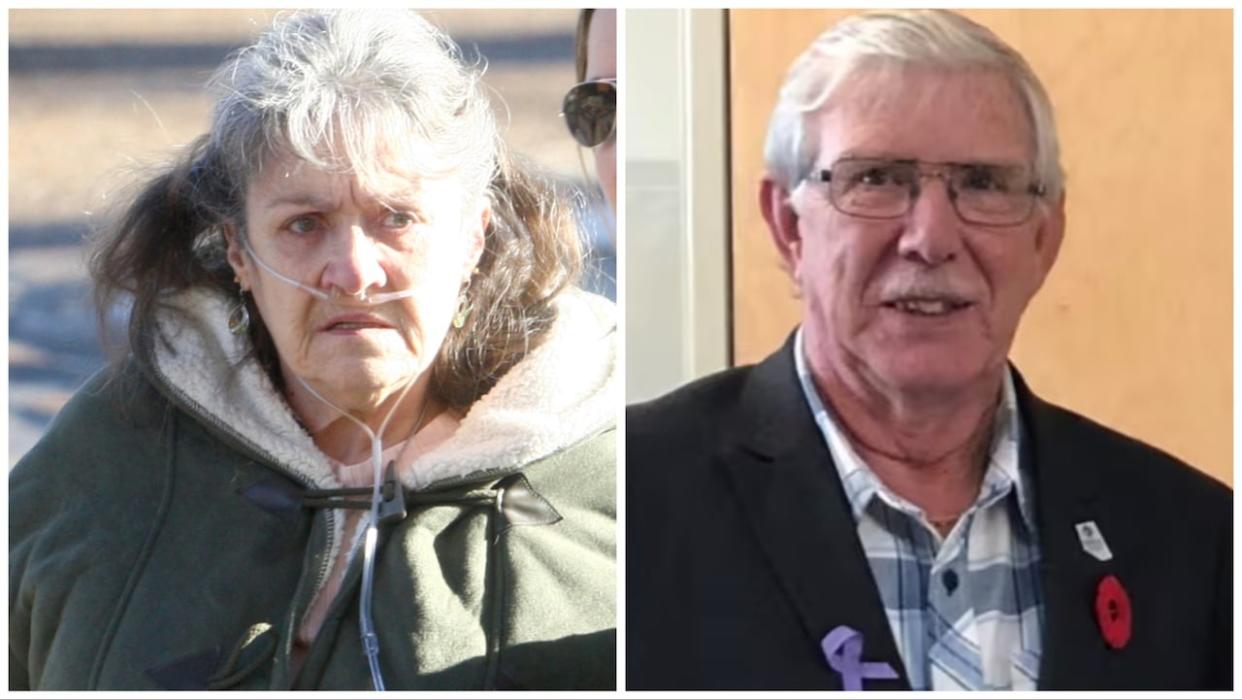 Deborah Belyea, left, was convicted this week of murdering her husband, Alfred Belyea. He was a Cypress County councillor representing Ward 9 Jenner/Suffield.  (Medicine Hat News/Facebook  - image credit)