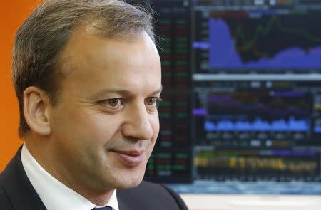 FILE PHOTO: Russian Deputy Prime Minister Arkady Dvorkovich smiles during an interview at the St. Petersburg International Economic Forum (SPIEF), Russia, June 2, 2017. REUTERS/Sergei Karpukhin/Files