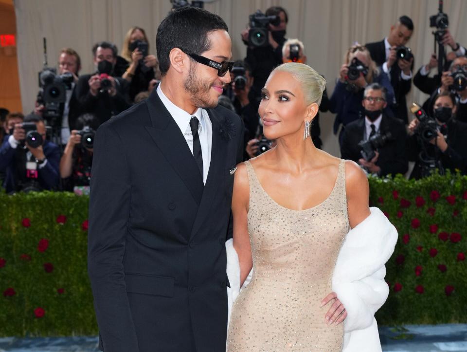 Pete Davidson and Kim Kardashian attend The 2022 Met Gala Celebrating "In America: An Anthology of Fashion" at The Metropolitan Museum of Art on May 02, 2022 in New York City