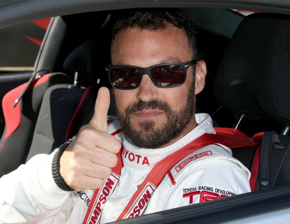 Closeup of Brian Austin Green giving a thumbs up