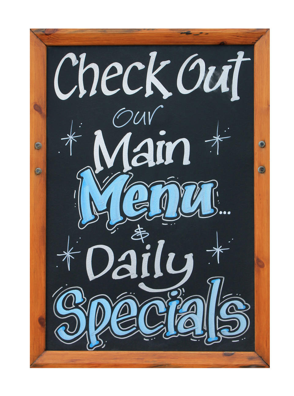 A sign advertising menu specials