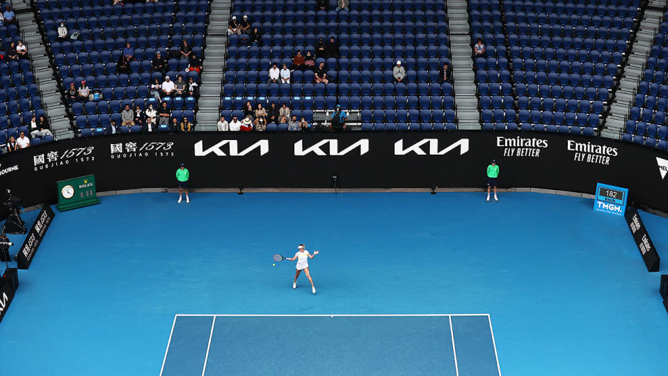 Rod Laver Arena, pictured here as Anastasia Pavlyuchenkova plays Naomi Osaka. 