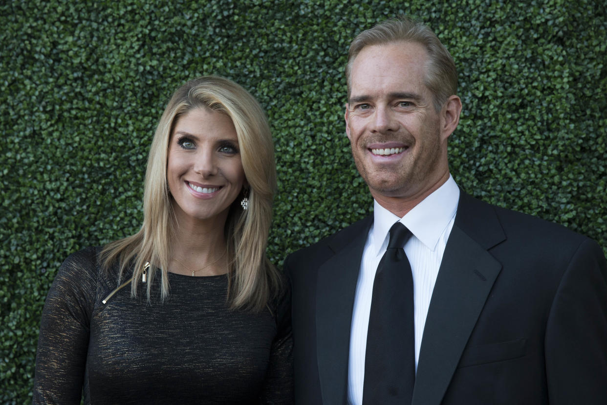 Joe Buck and his wife Michelle Beisner pose on the red carpet at the Texas Medal of Arts Awards on Wednesday, February 25, at the Long Center in Austin, Texas. (Photo by Suzanne Cordeiro/Corbis via Getty Images)