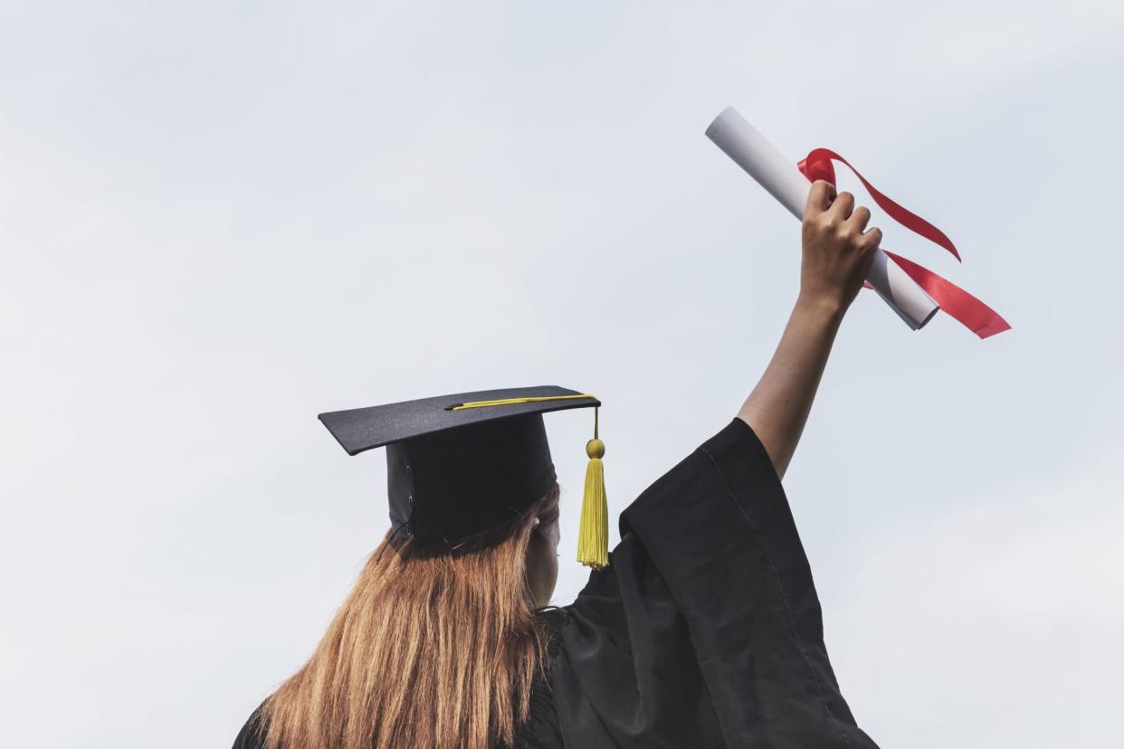 Graduate with Hat and Diploma