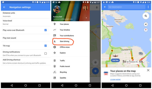 Google maps drive mode