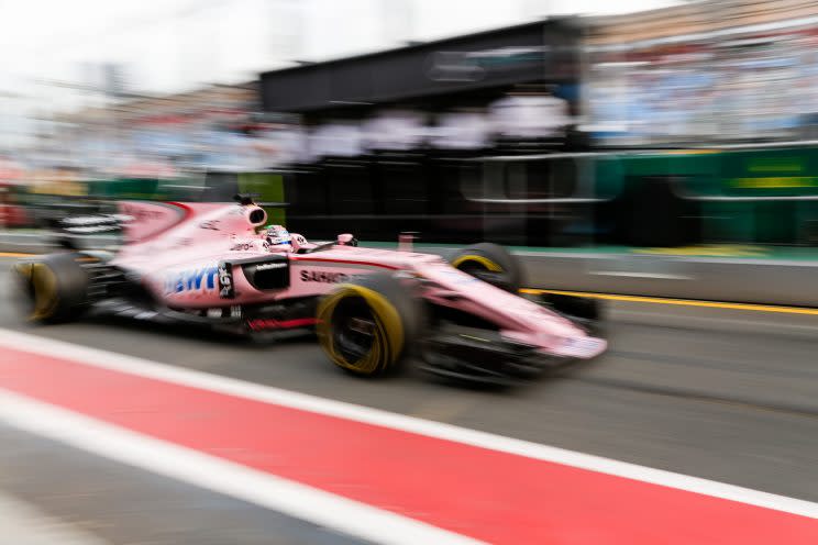 In the pink: Pink puns will be banned in F1 within days… Force India’s pink sponsor livery is bringing big bucks to the team