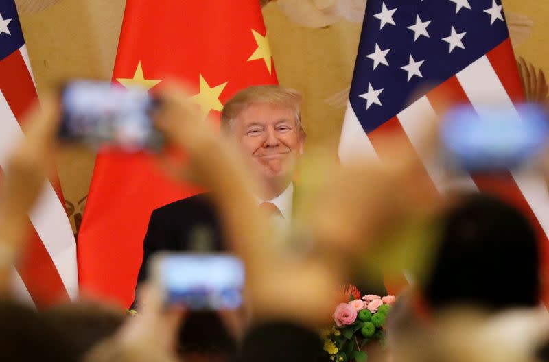 FILE PHOTO: U.S. President Donald Trump at the Great Hall of the People in Beijing