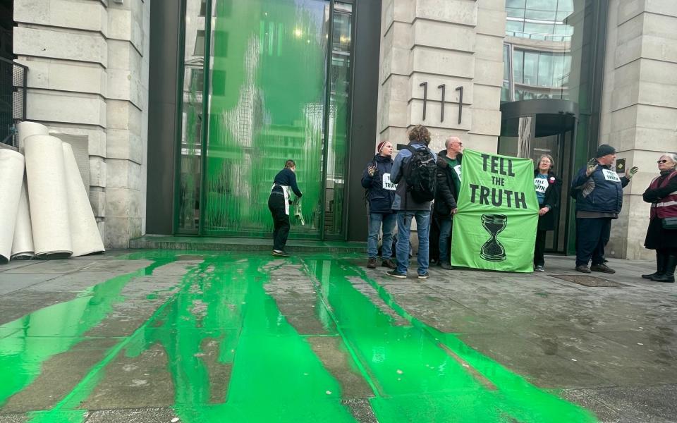 Extinction Rebellion protesters targeted The Telegraph and other newspaper offices - Kathryn Younger for The Telegraph