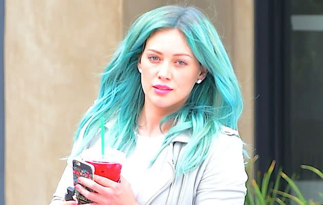 Hilary Duff has dyed her hair turquoise. Splash Images.