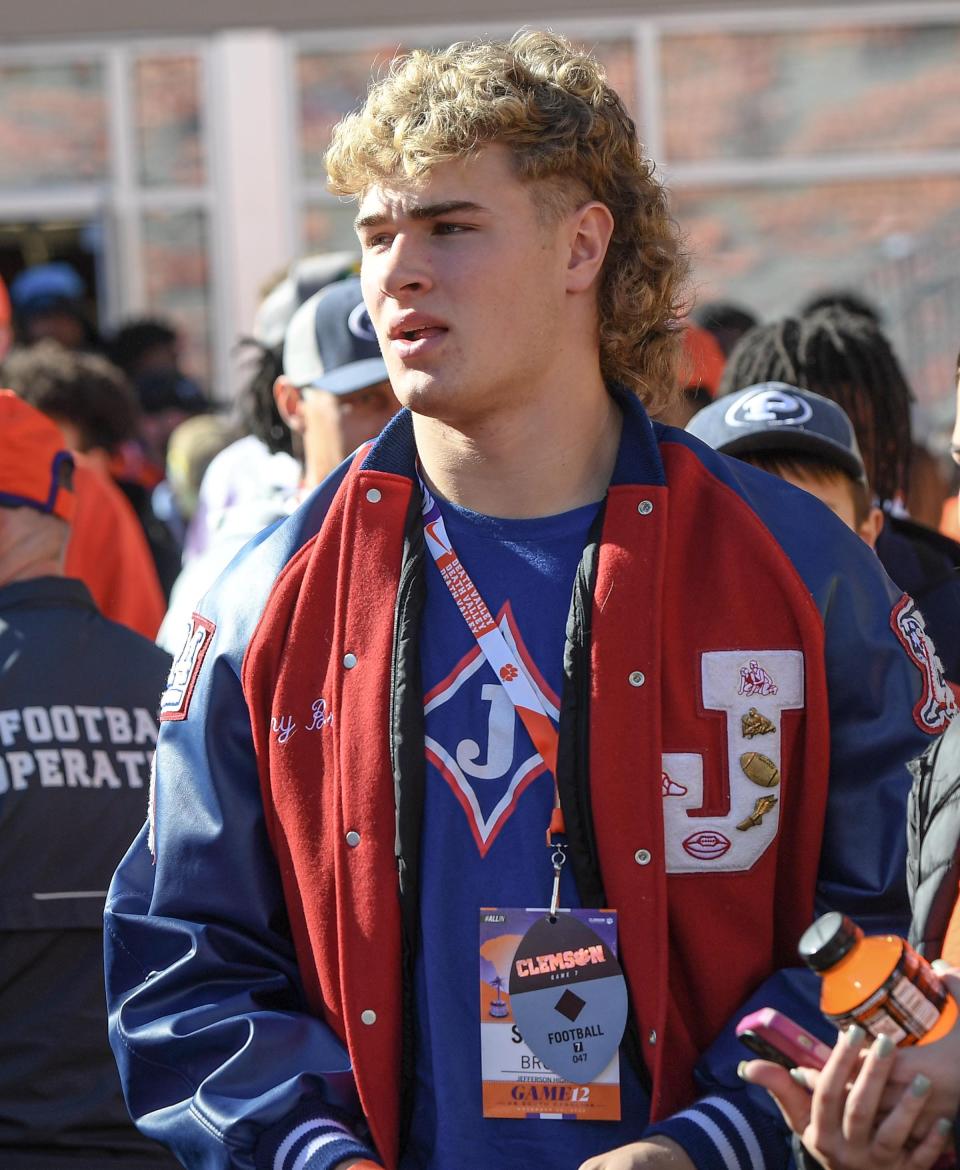 Football recruit Sammy Brown of Ga. before the game with South Carolina at Memorial Stadium in Clemson, South Carolina Saturday, Nov. 26, 2022.   