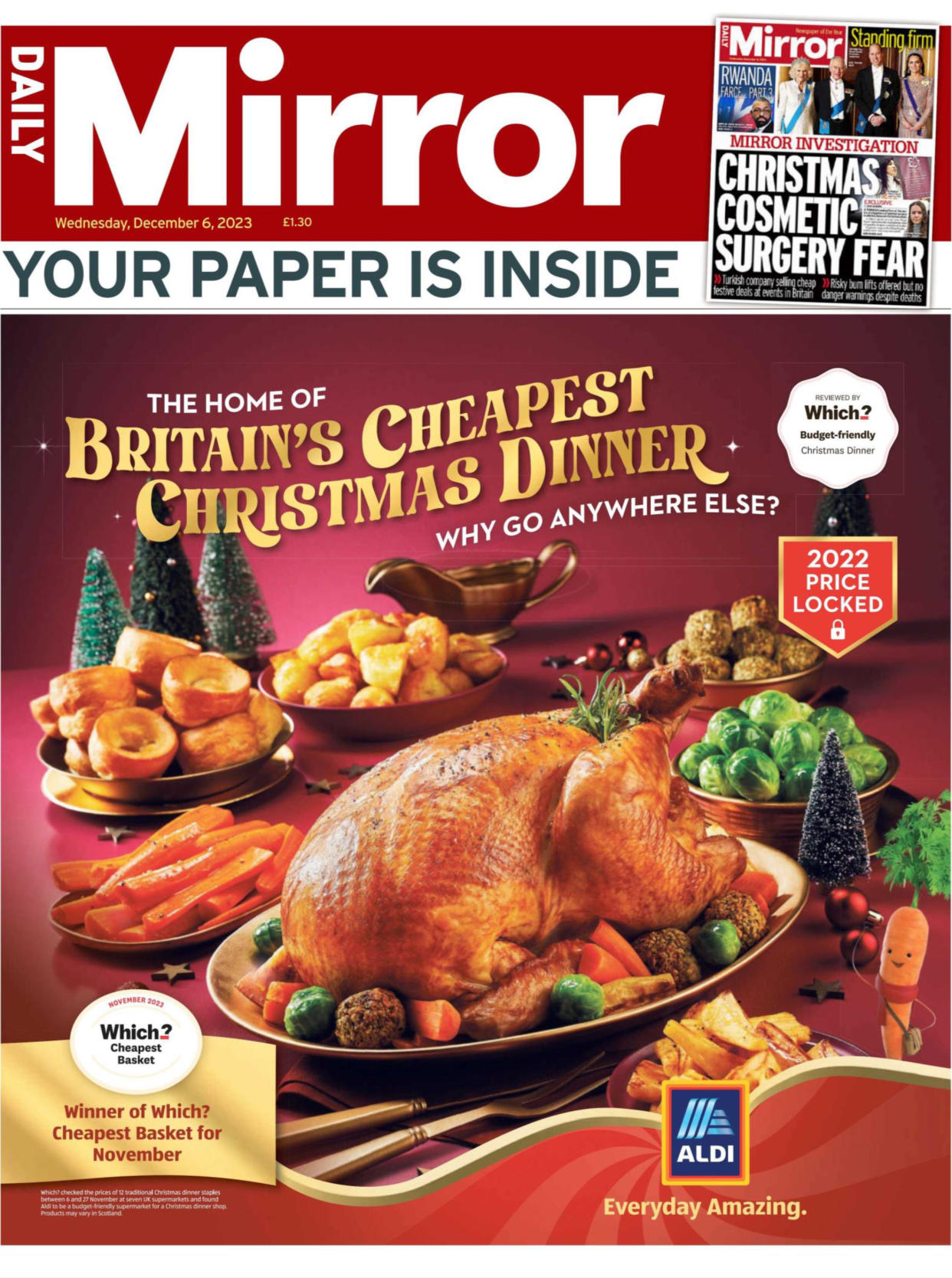 The four-page wrap-around newspaper ad from Aldi, published on December 6, was dubbed misleading by the Advertising Standards Authority (ASA/PA)