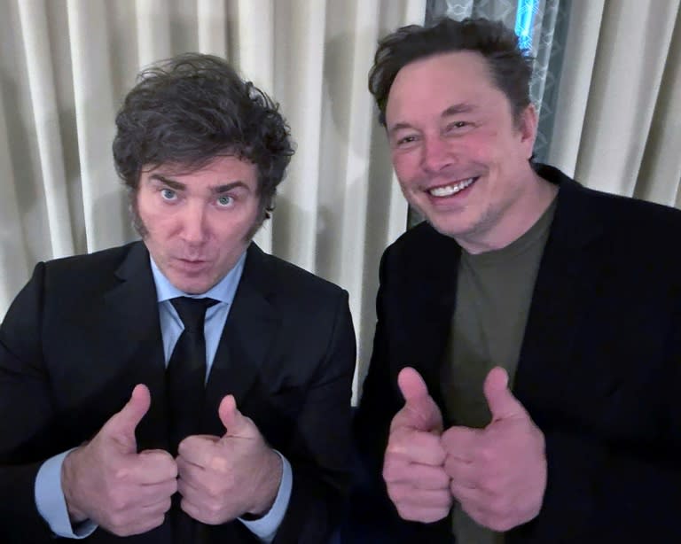 President Javier Milei (L) has met tech boss Elon Musk as part of his drive to place Argentina on the path to AI dominance (Handout)