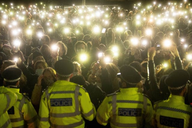 A vigil for Sarah Everard in Clapham Common, London