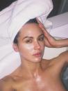 <p>Jesinta Franklin, relaxing after a big day, proves she's a natural beauty both on the inside and out with this makeup-free bath selfie. Jesinta says her secret is, "I put a treatment in my hair at least once a week, it needs the conditioning because it gets blow waved and styled so often. I always take a supplement that promotes hair and nail growth and I find that fish oil tablets are great for your skin," she tells Women's Fitness.</p>