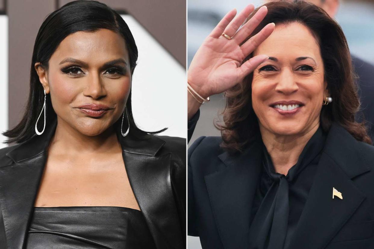 <p>Gilbert Flores/WWD via Getty, Michael M. Santiago/Getty</p> Mindy Kaling (L), Kamala Harris (R)