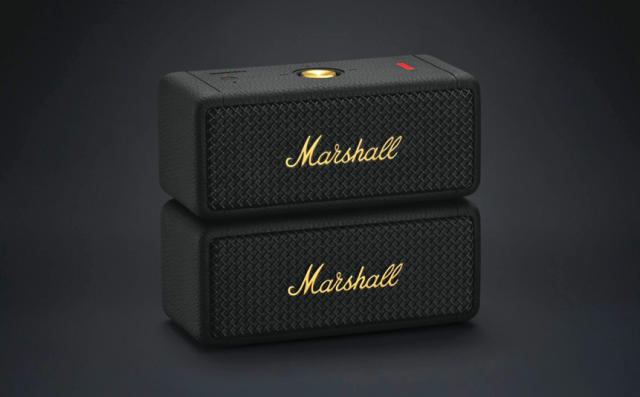A stack of two Marshall Emberton II Bluetooth speakers.