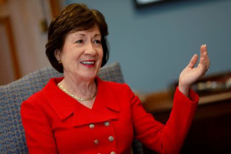 U.S. Senator Susan Collins (R-ME) speaks during an interview in her office on Capitol Hill in Washington, U.S., July 24, 2017. REUTERS/Aaron P. Bernstein