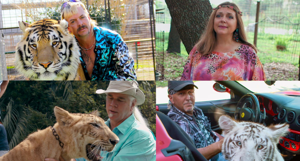 Joe Exotic, Carole Baskin, Doc Antle and Jeff Lowe.