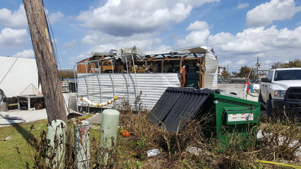 A damaged shed used by Kirk Fish Company. (Photo: David Lohr/HuffPost)