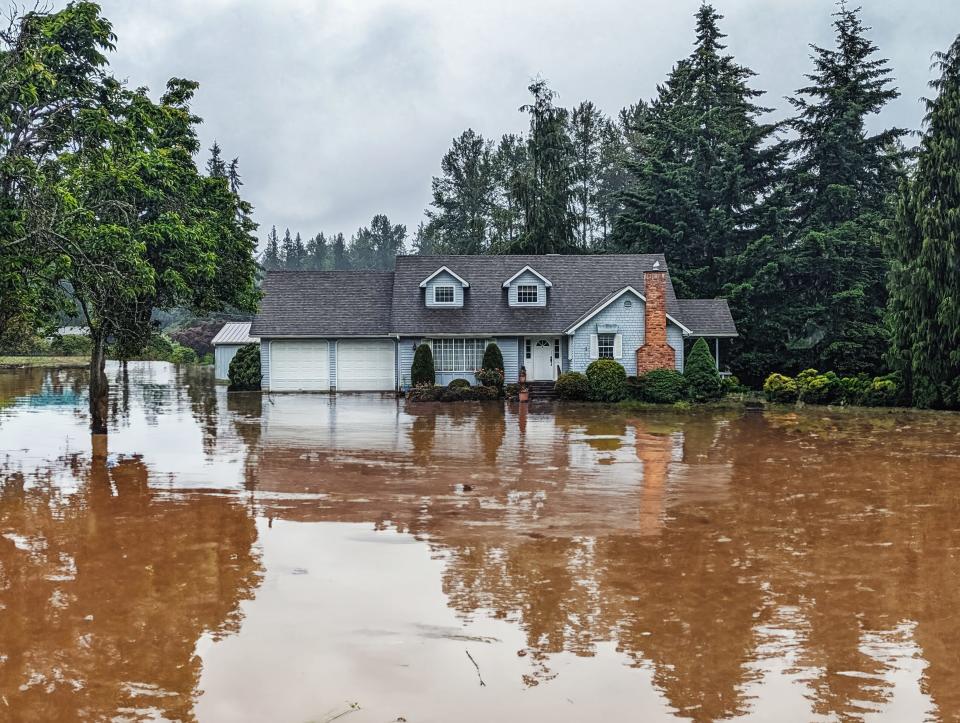 A home in a flood.