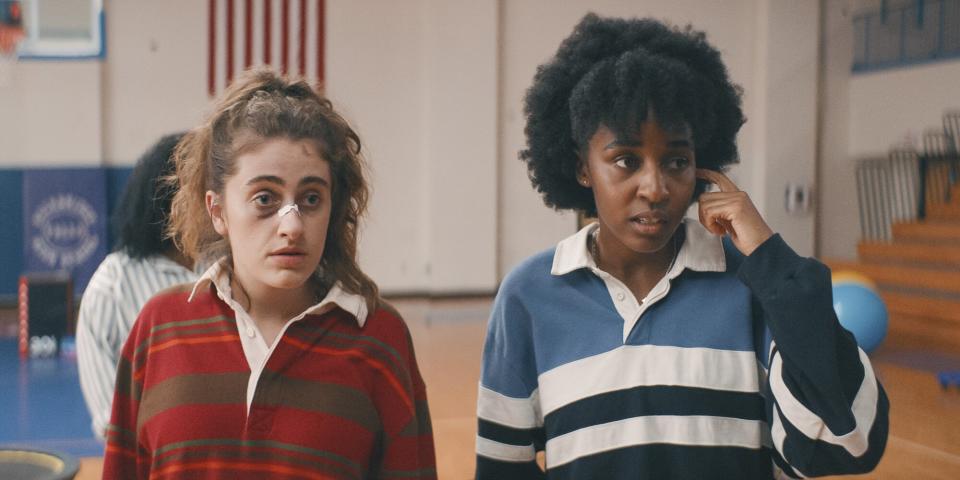 Rachel Sennott as PJ and Ayo Edebiri as Josie in 'Bottoms'