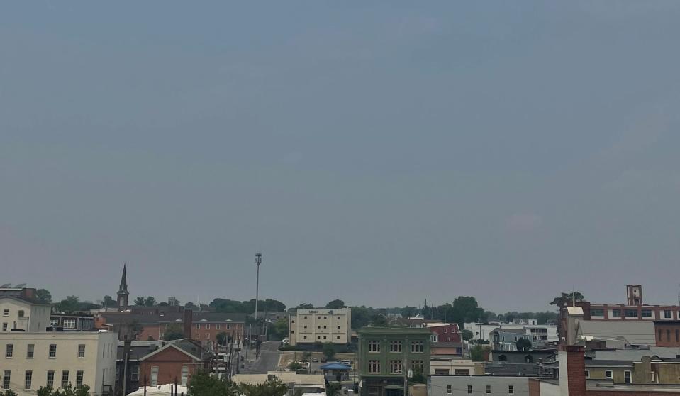 The view of Downtown Hagerstown, Maryland, as the Air Quality Index peaked Thursday Morning in the "unhealthy" range