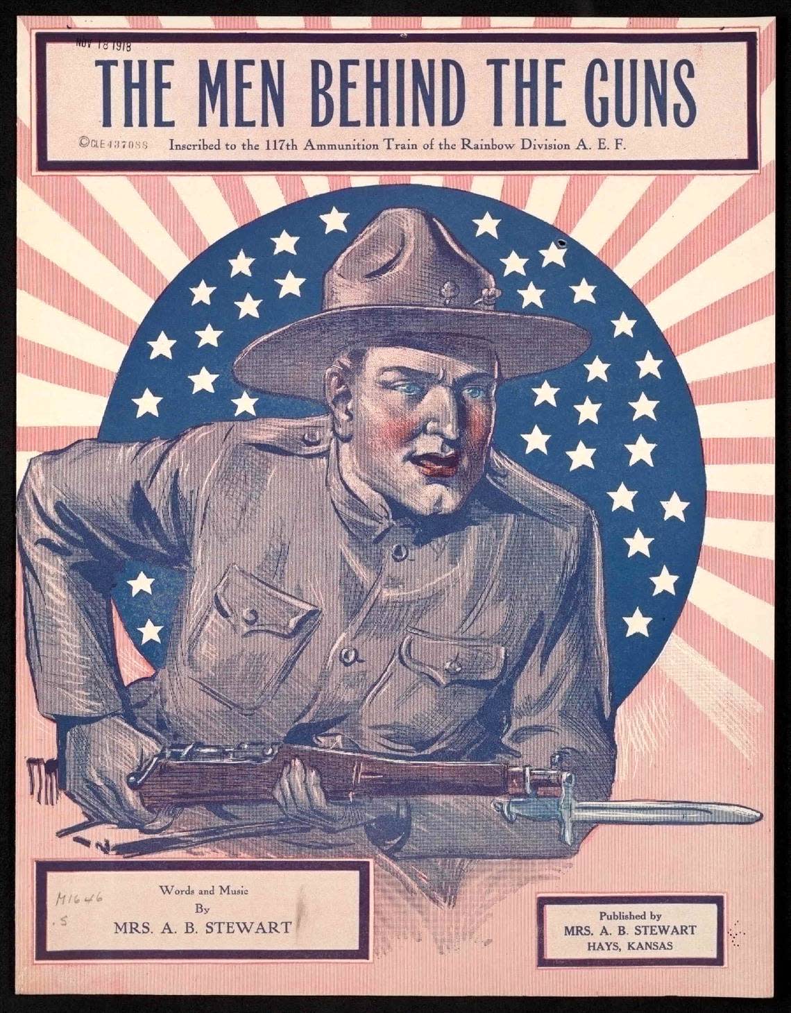 Sheet music inscribed to the 117th Ammunition Train of the Rainbow Division.