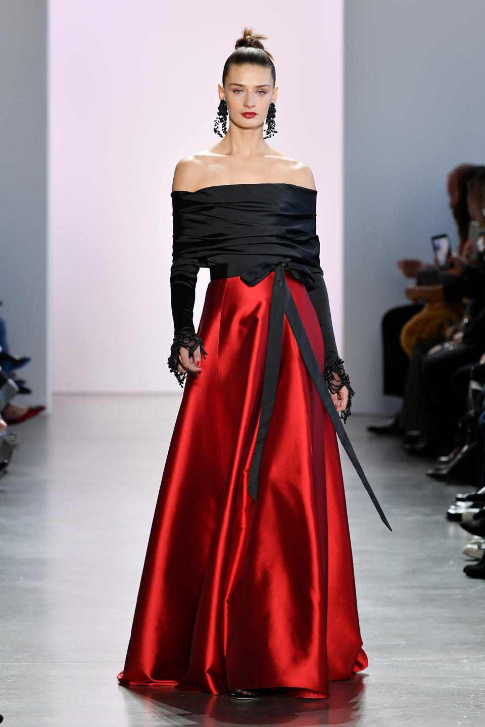 A model walks the runway during the Badgley Mischka show at New York Fashion Week on Feb. 8.