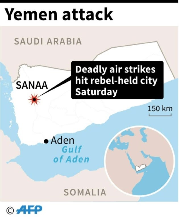 Destruction following the deadly october 8 airstrikes on a funeral hall in Sanaa