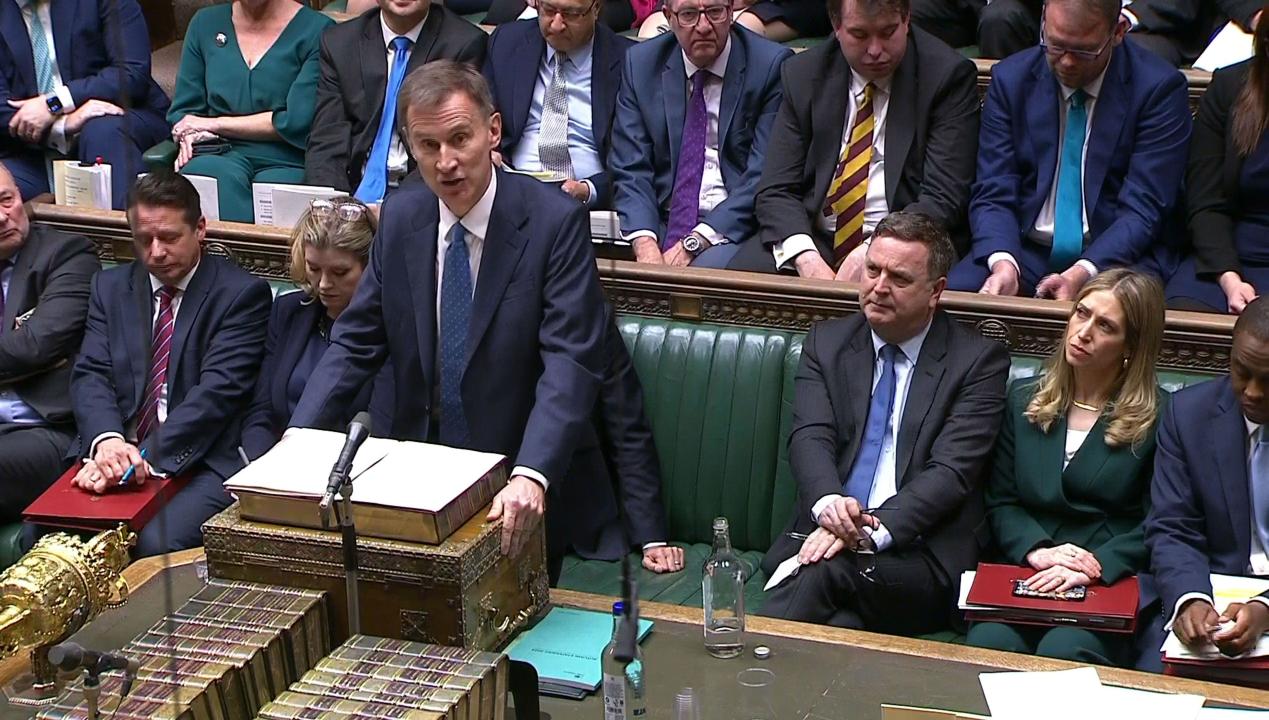 Chancellor of the Exchequer Jeremy Hunt delivers his autumn statement in the House of Commons in London. Picture date: Wednesday November 22, 2023.