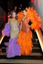 <p>The social media personalities stunned partygoers at Heidi Klum's 20th Annual Halloween Party in 2019. Their bright, feathered looks were dead ringers for the dresses worn by the Jenner sisters to the Met Gala earlier that year. </p>