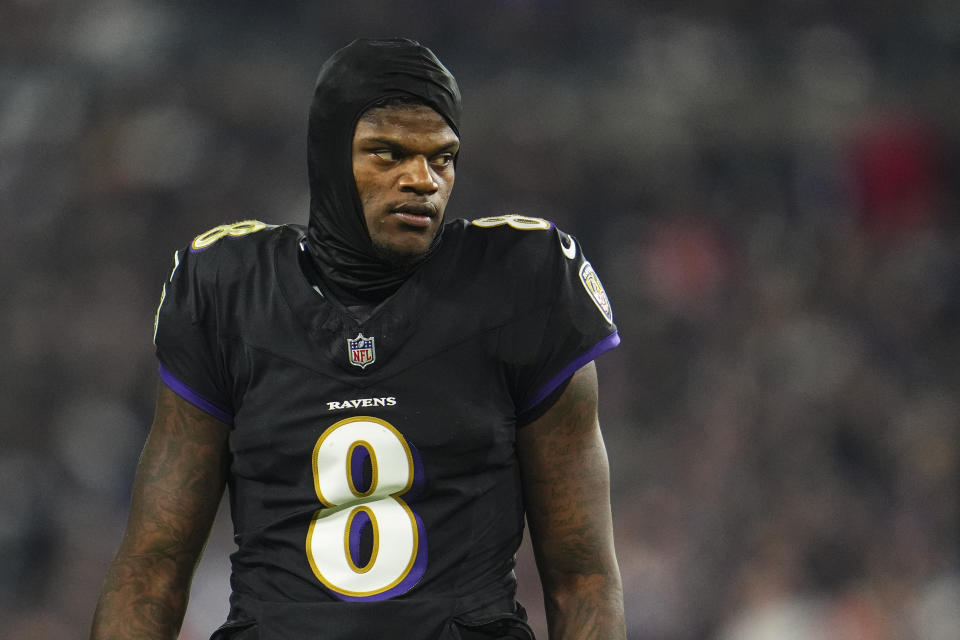 Lamar Jackson may or may not play in Baltimore's season finale against Pittsburgh. (Cooper Neill/Getty Images)